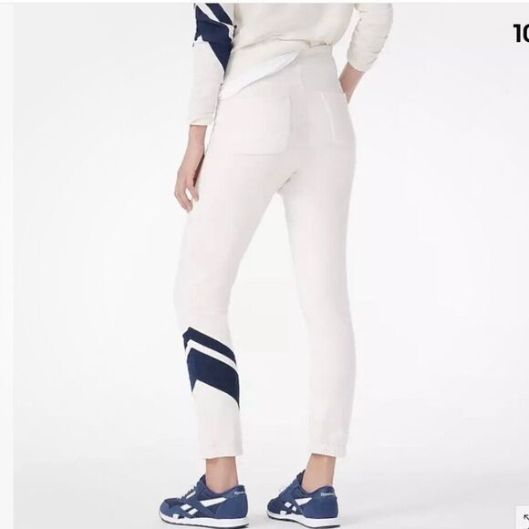 J. Crew Fleece Jogger Pants Beige Size M Tapered Drawstring - Picture 2 of 11